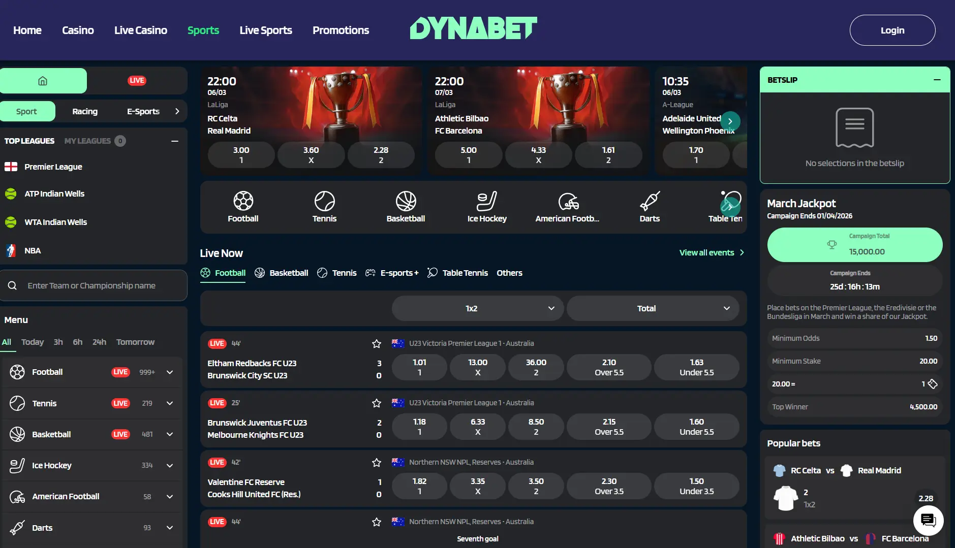 Dynabet spordiennustus live-panustega jalgpallimatšidele ja sporditurgudele
